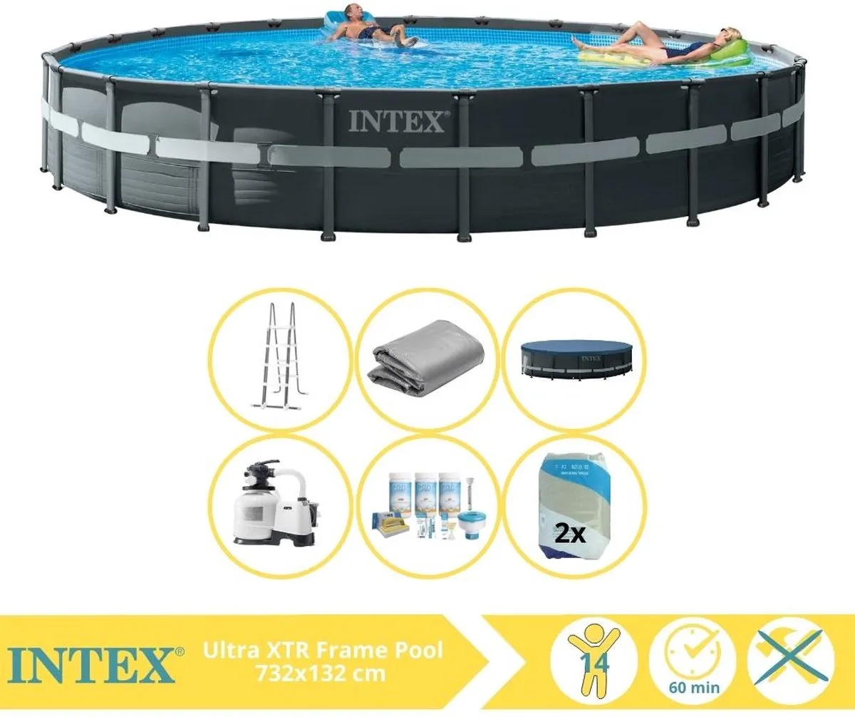 Intex Ultra XTR Frame 26340GN Zwembad 732x132cm - Grijs/Wit