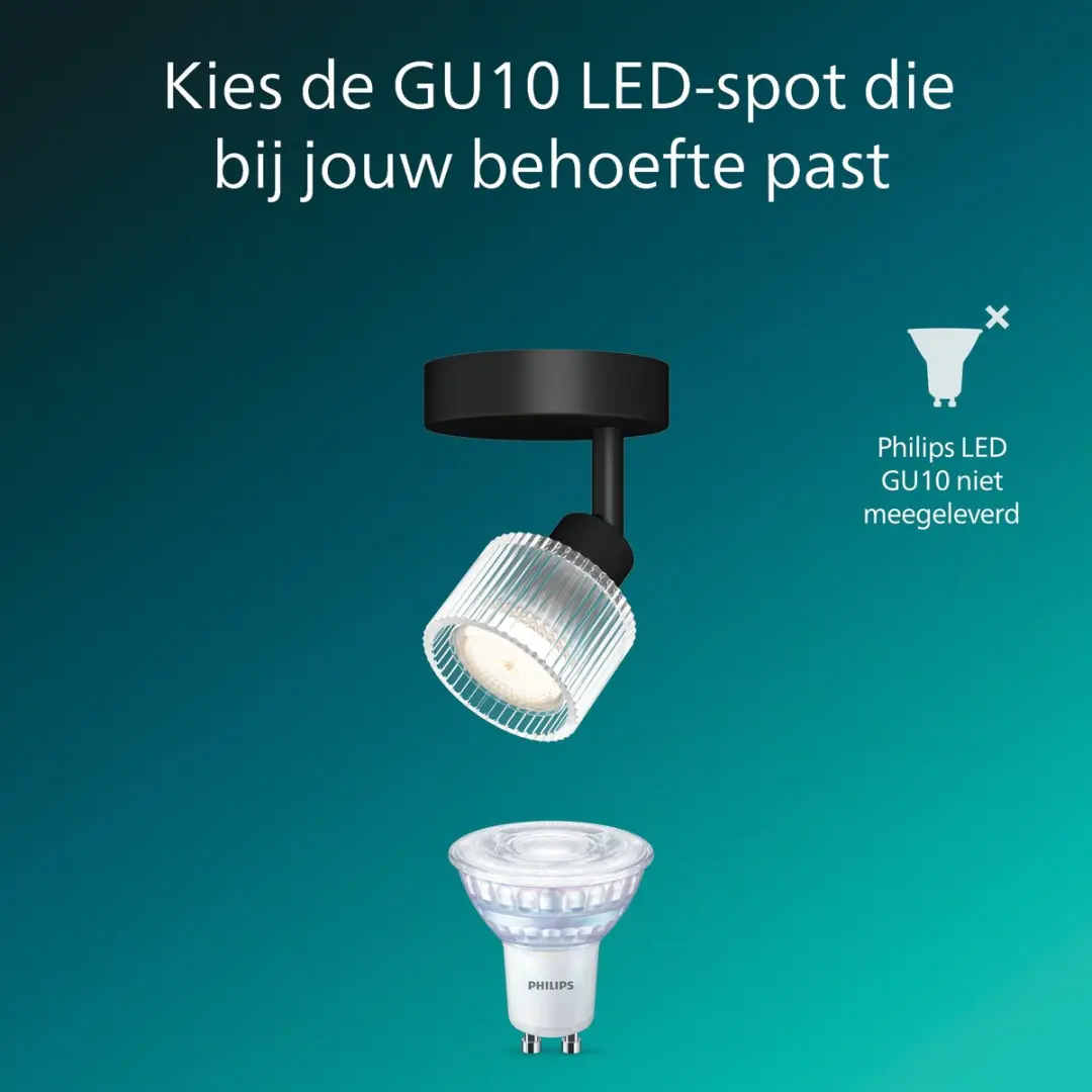Philips Horen Opbouwspot GU10 LED - 5W - Zwart - afbeelding 6 van 6
