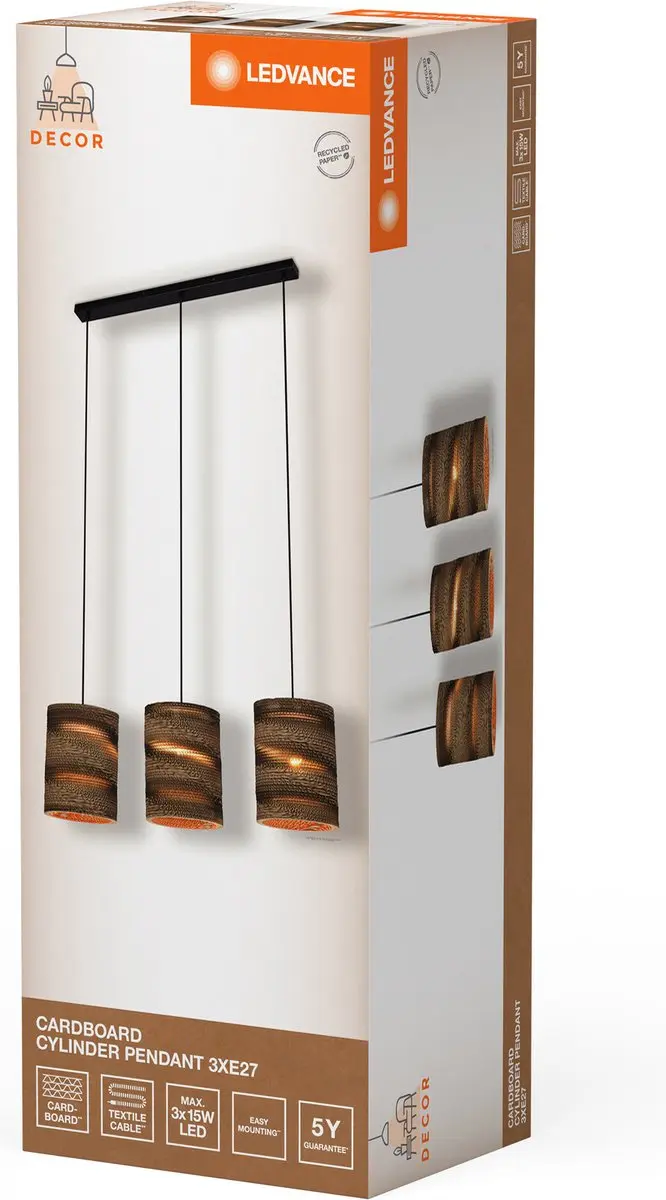 LEDVANCE Decor Karton Cilinder Hanglamp - 830mm - Bruin - afbeelding 6 van 6