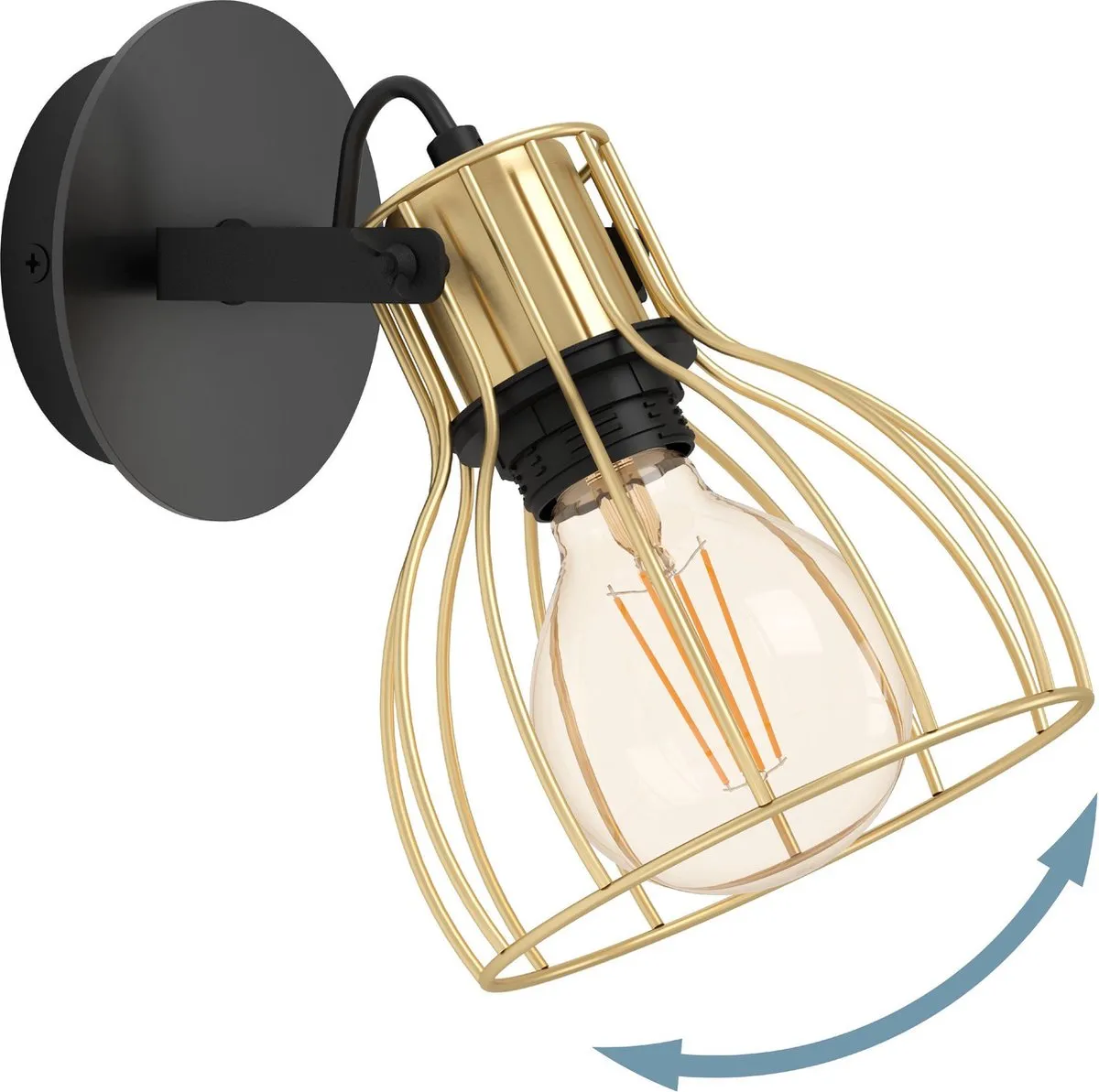 Eglo Sambatello Opbouwspot E27 - 1-lichts - Zwart/Goud