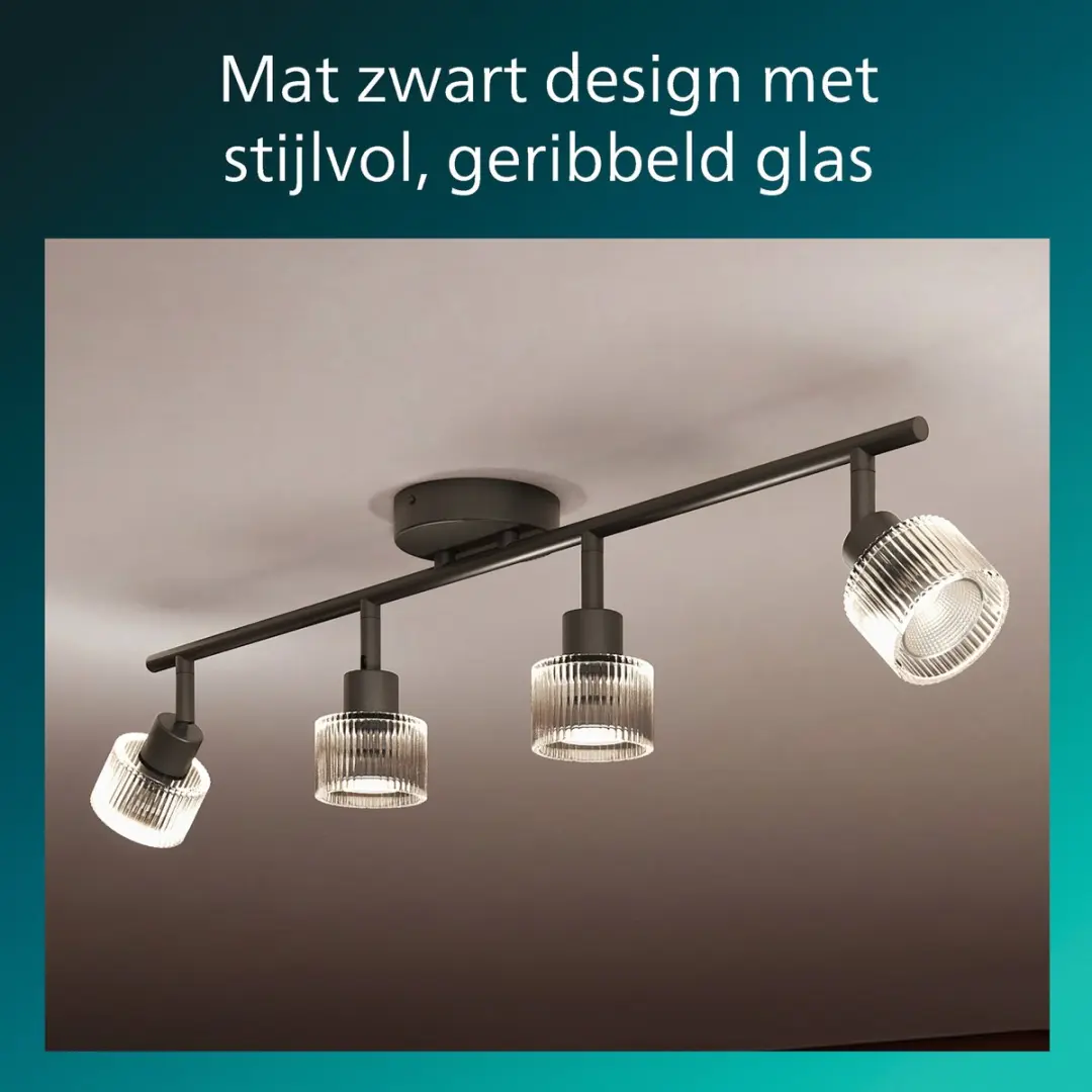 Philips Horen Opbouwspot GU10 4-punts - Zwart