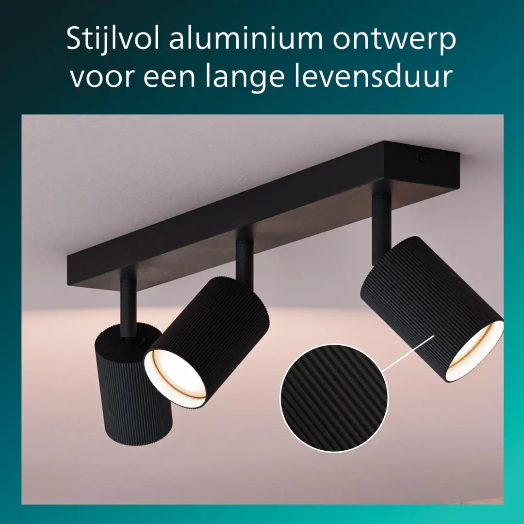 Philips Wyatt Opbouwspot GU10 3x - Zwart
