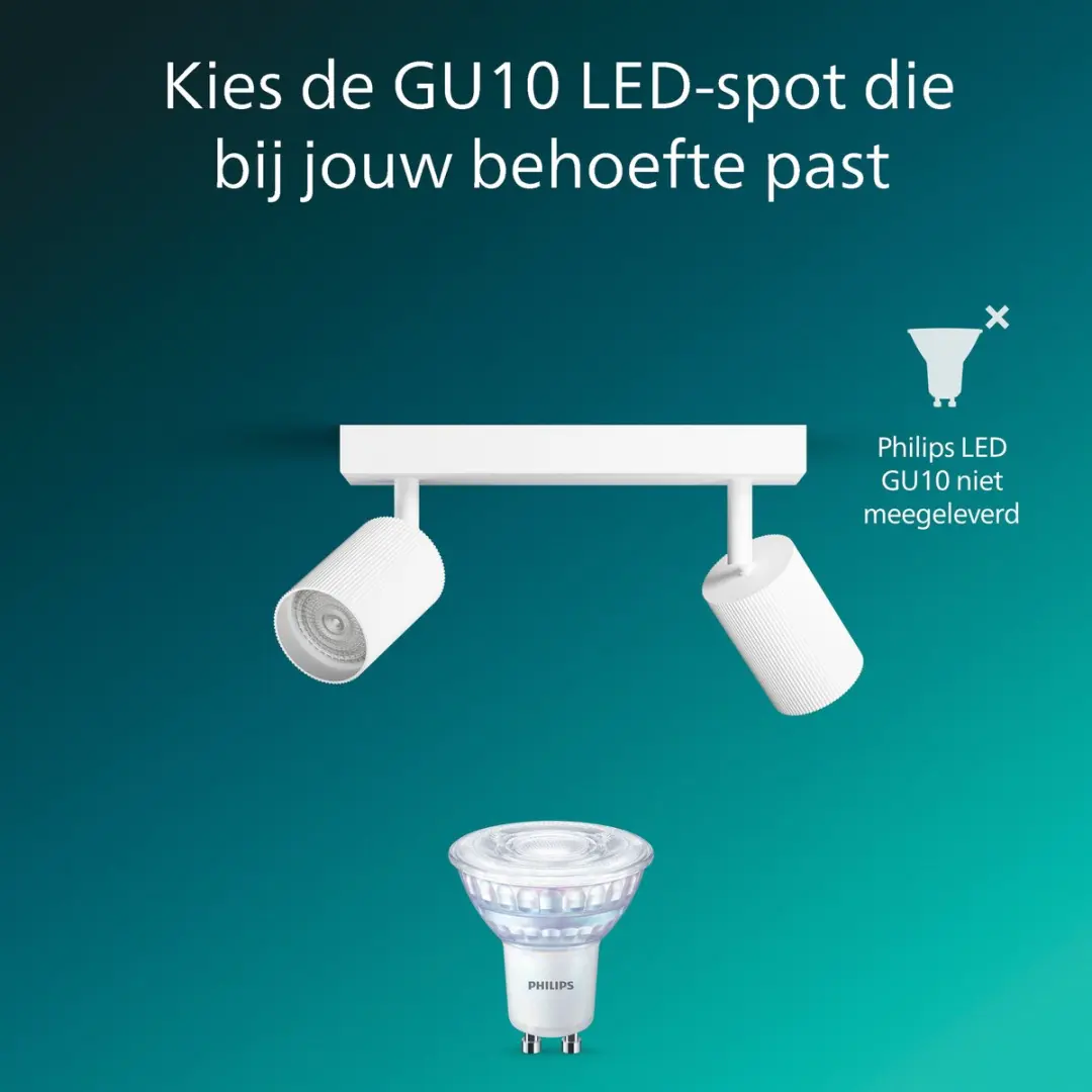 Philips Wyatt Opbouwspot GU10 2x5W - Wit - afbeelding 6 van 6