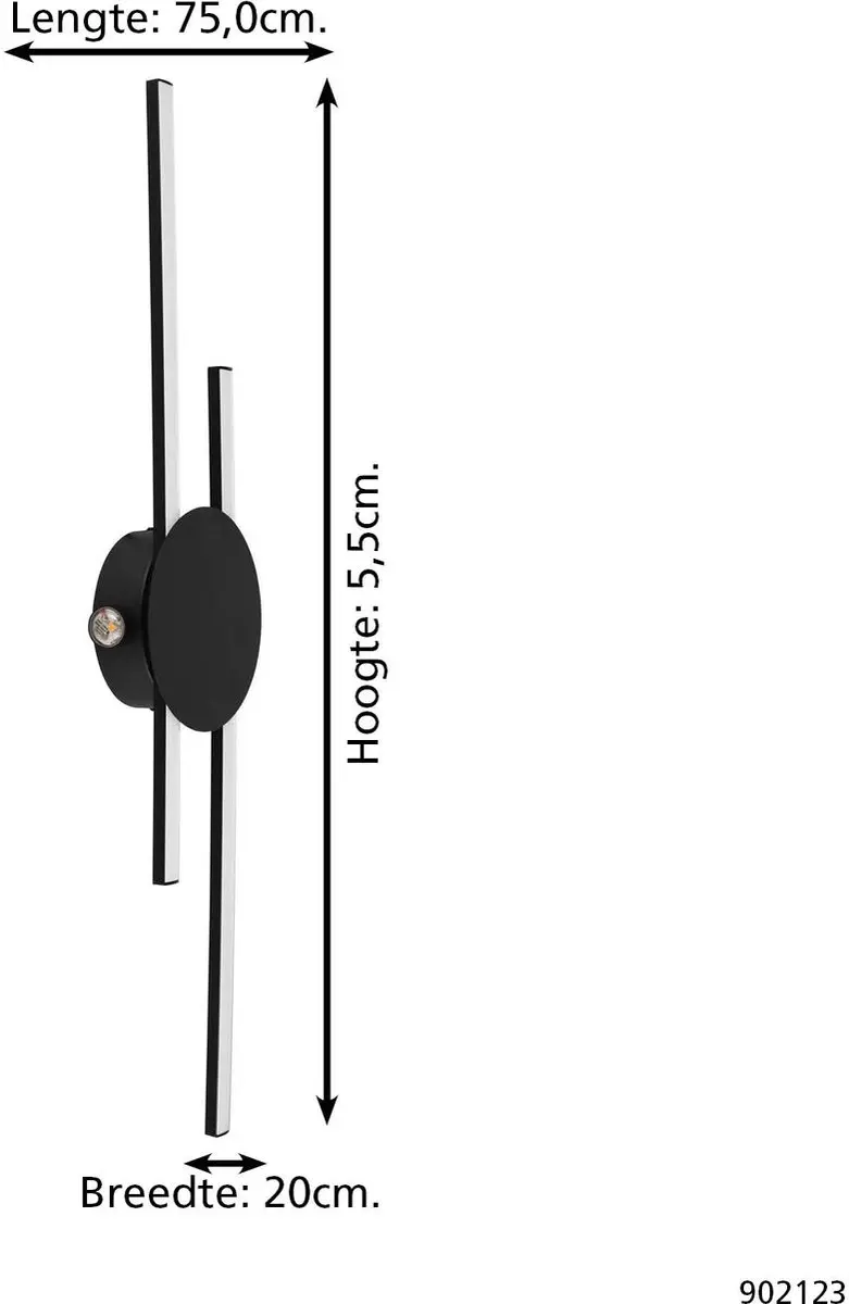 Eglo Venticello Plafondlamp LED 75cm - Zwart/Wit