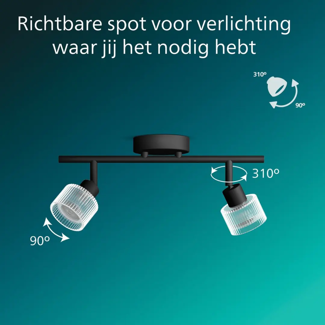 Philips Horen Opbouwspot GU10 3-punts - Zwart