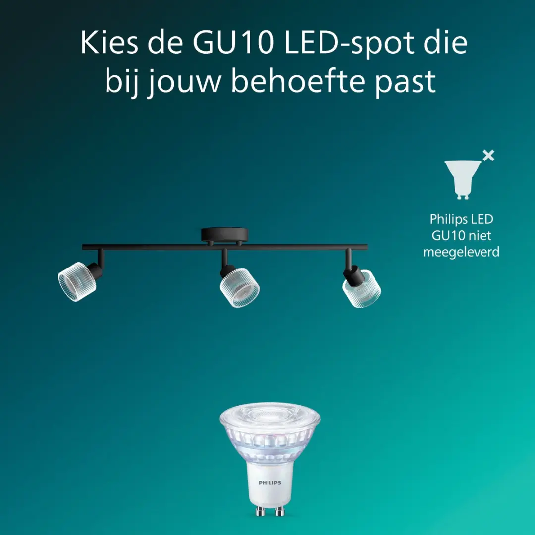 Philips Horen Opbouwspot GU10 3-punts - Zwart - afbeelding 6 van 6