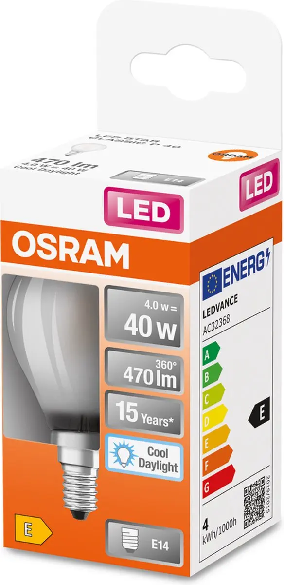 Osram LED E14 Peer 4W Koelwit Mat - 4000K