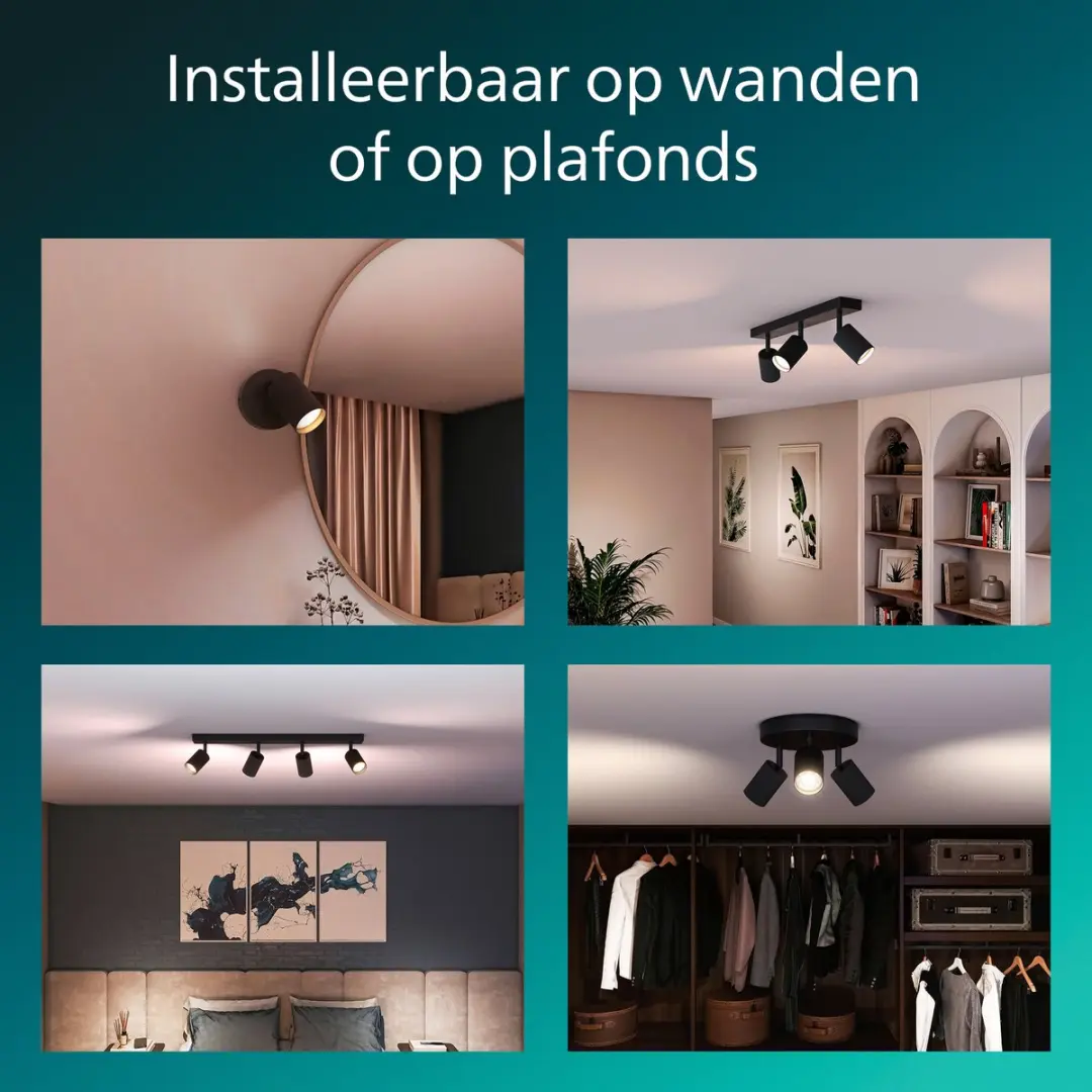 Philips Wyatt Opbouwspot GU10 2x - Zwart