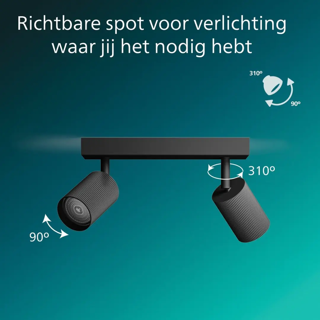 Philips Wyatt Opbouwspot GU10 2x - Zwart