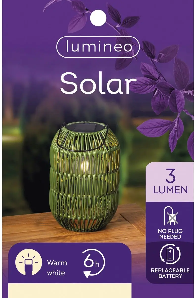 Lumineo Solar Lantaarn 24,5x16cm - Groen