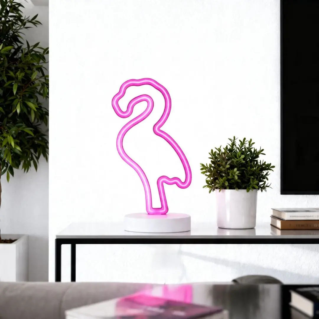 Grundig Flamingo Neon Tafellamp - Oplaadbaar USB-C - Roze