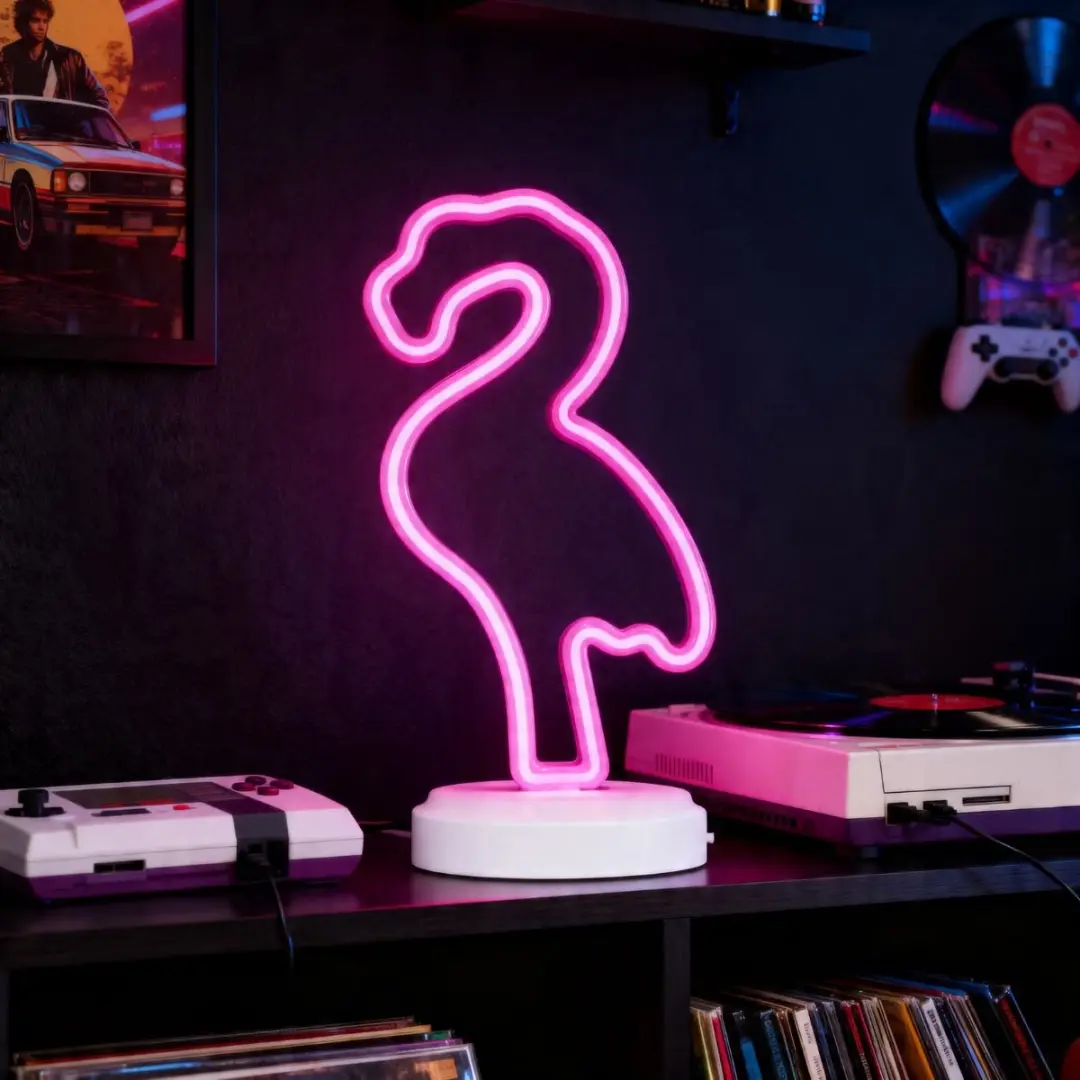 Grundig Flamingo Neon Tafellamp - Oplaadbaar USB-C - Roze