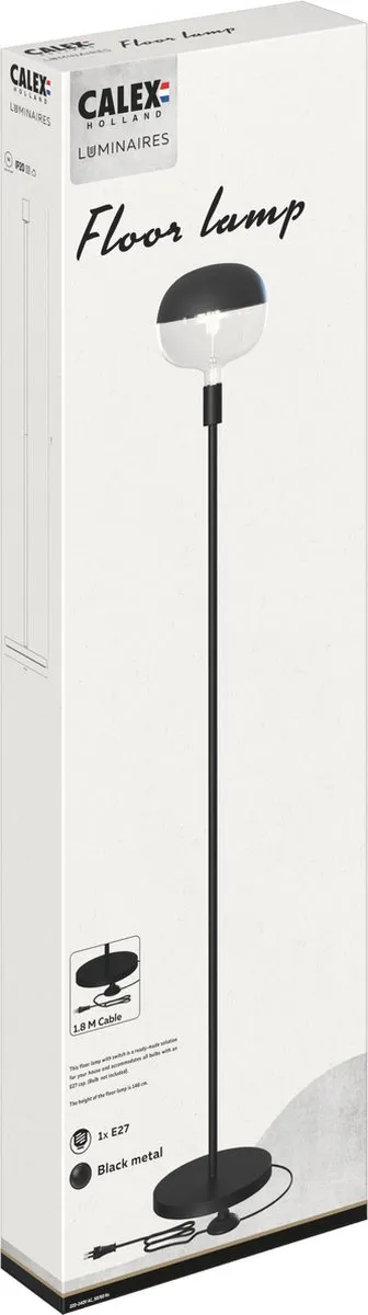 Calex Vloerlamp 146cm - Zwart