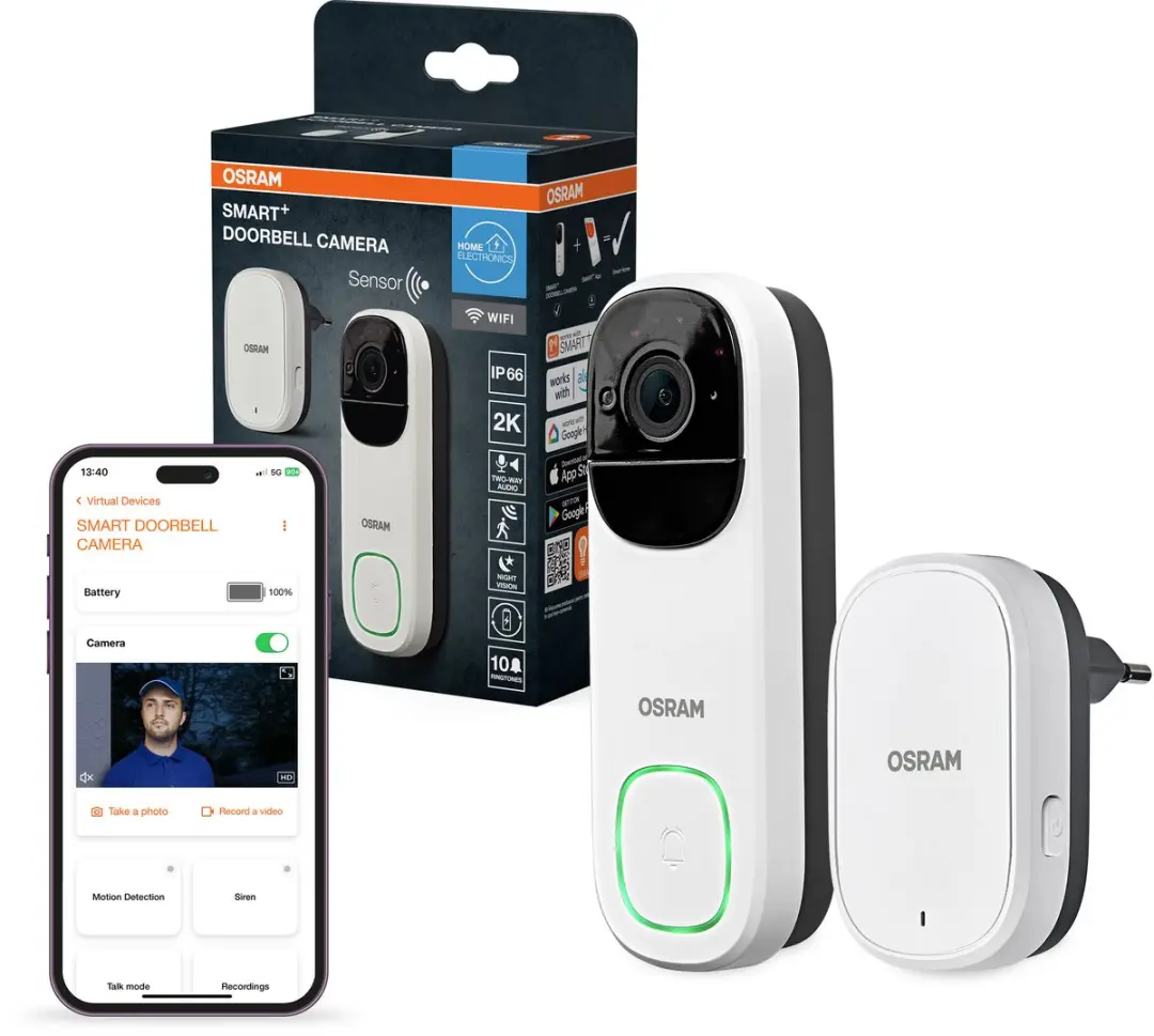 Osram SMART+ AC755550155 WiFi Videodeurbel 3MP - Wit - afbeelding 6 van 6