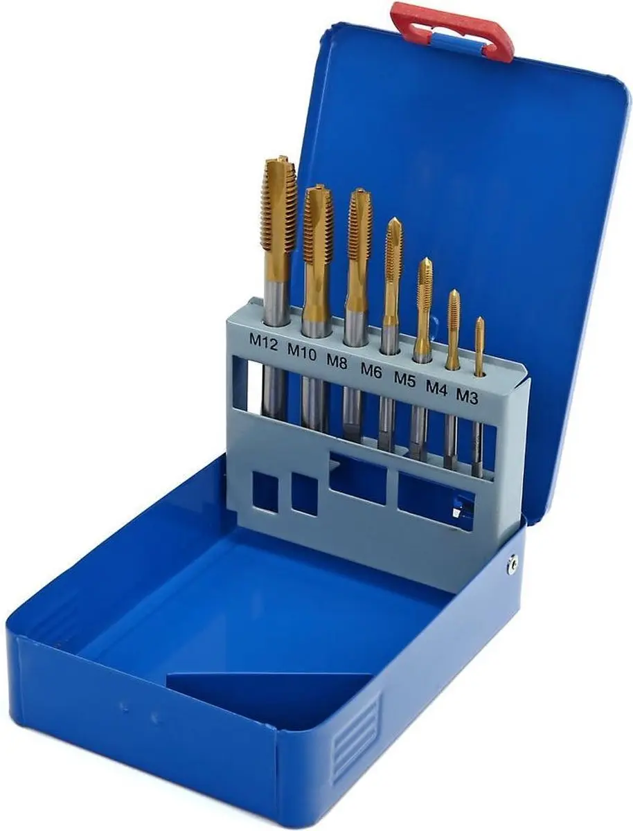 HBM 7-delig HSS Tin Gecoate Cobalt Machinetapset M3-M12