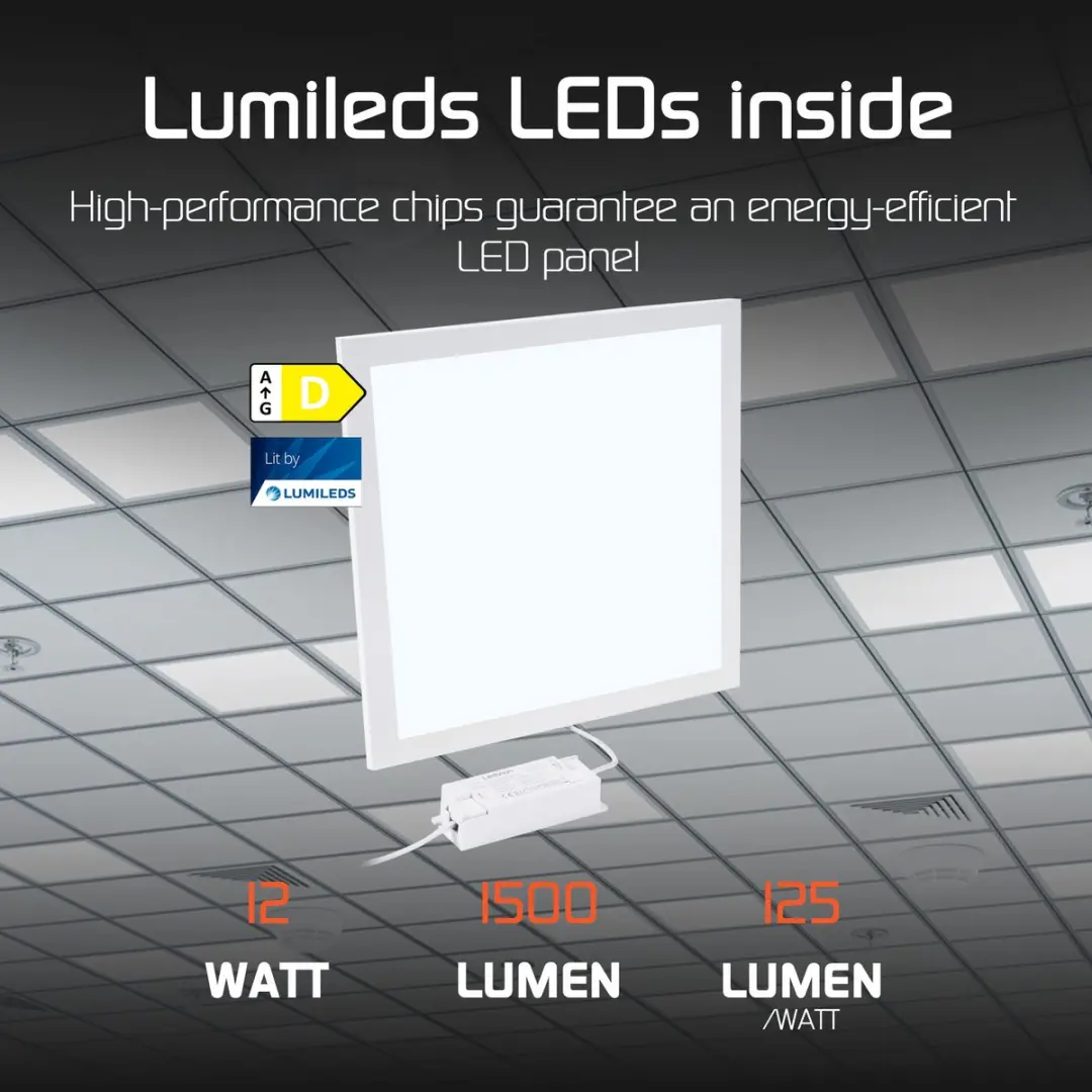 LEDVION LED Paneel 30x30cm 12W 6500K - Wit - afbeelding 5 van 6