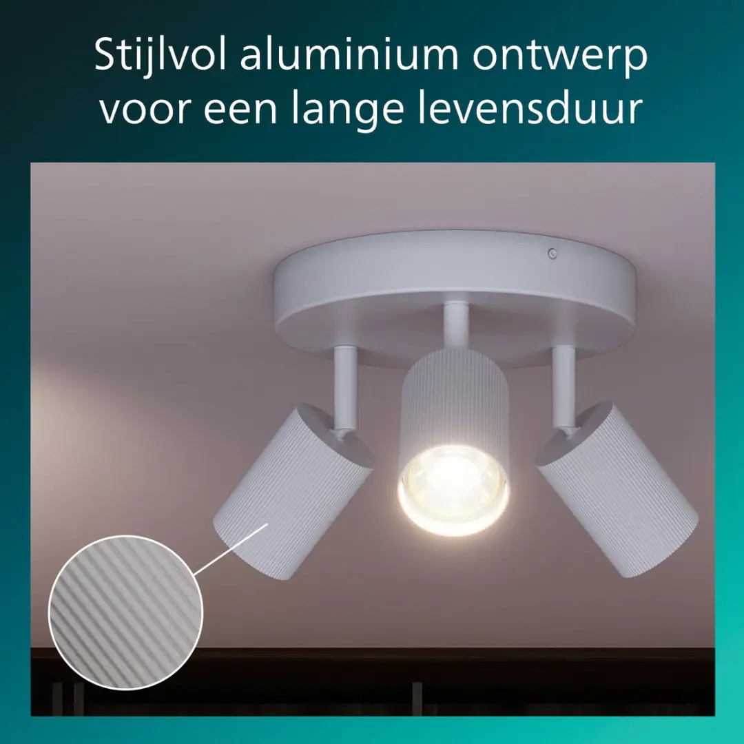 Philips Wyatt Opbouwspot GU10 3x - 19,6cm Wit