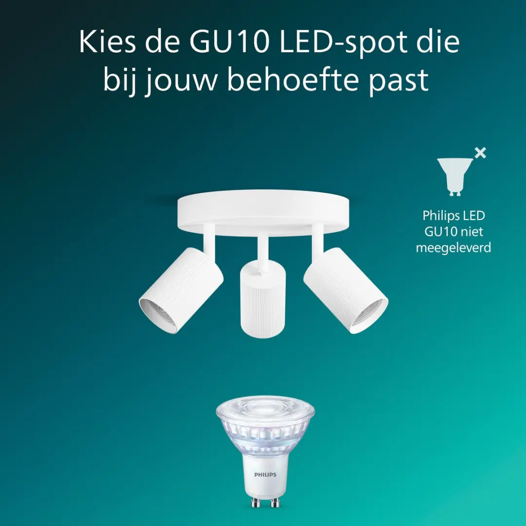 Philips Wyatt Opbouwspot GU10 3x - 19,6cm Wit - afbeelding 6 van 6