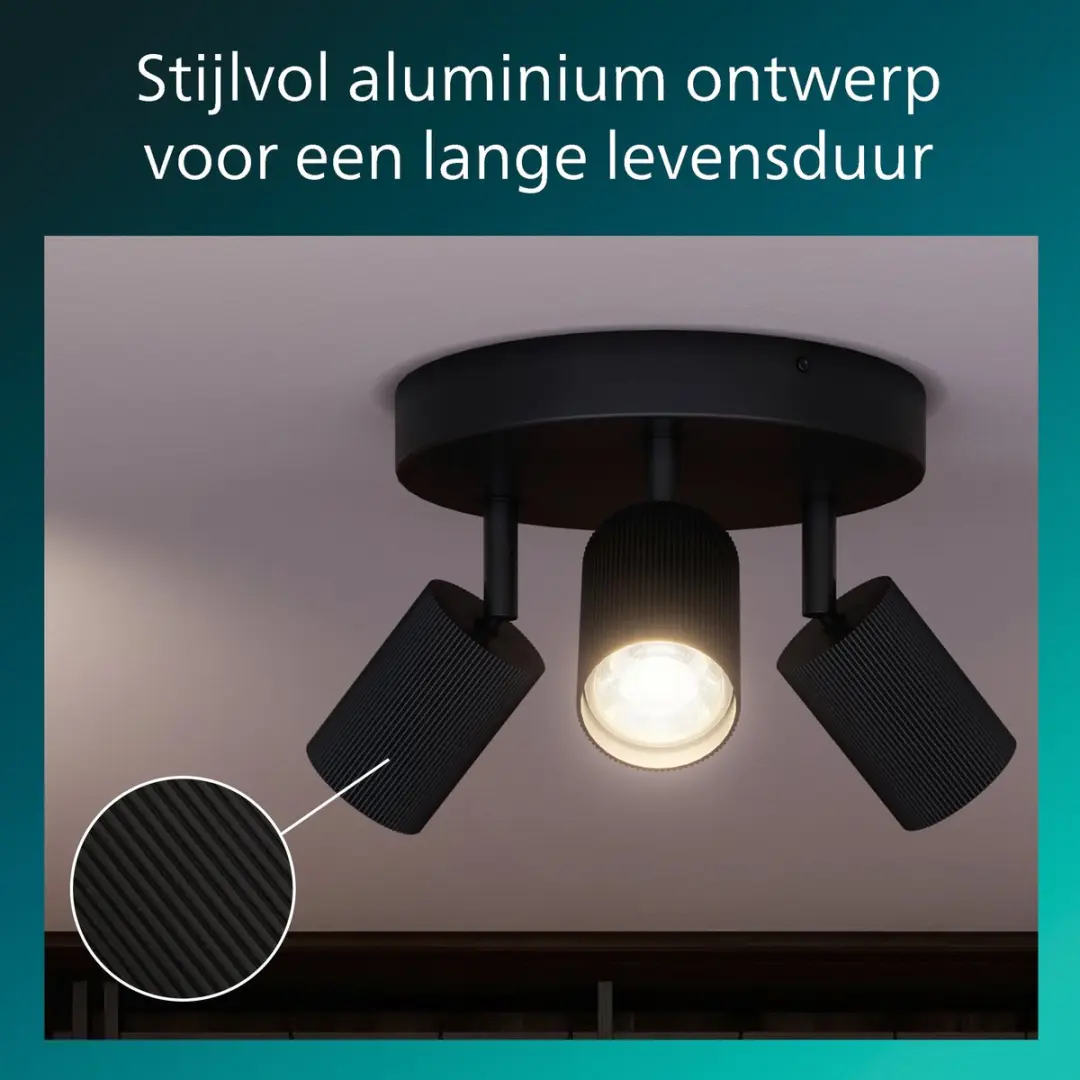 Philips Wyatt Opbouwspot GU10 3x - Zwart