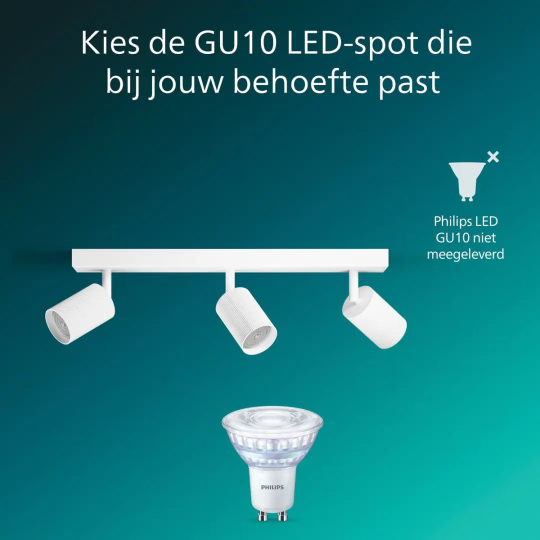 Philips Wyatt Opbouwspot GU10 3-pack - Wit - afbeelding 6 van 6