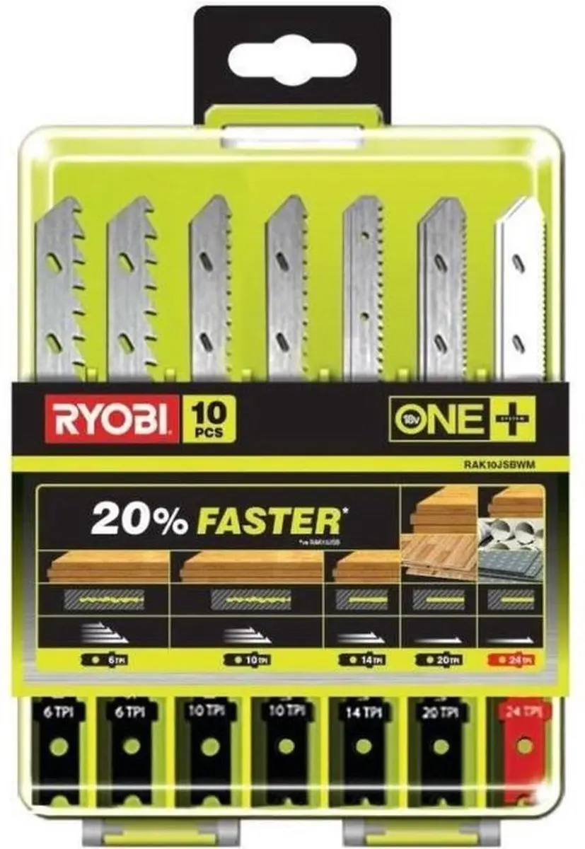 Ryobi 10-delig Decoupeerzaagbladset RAK10JSBWM - Hout - afbeelding 2 van 6
