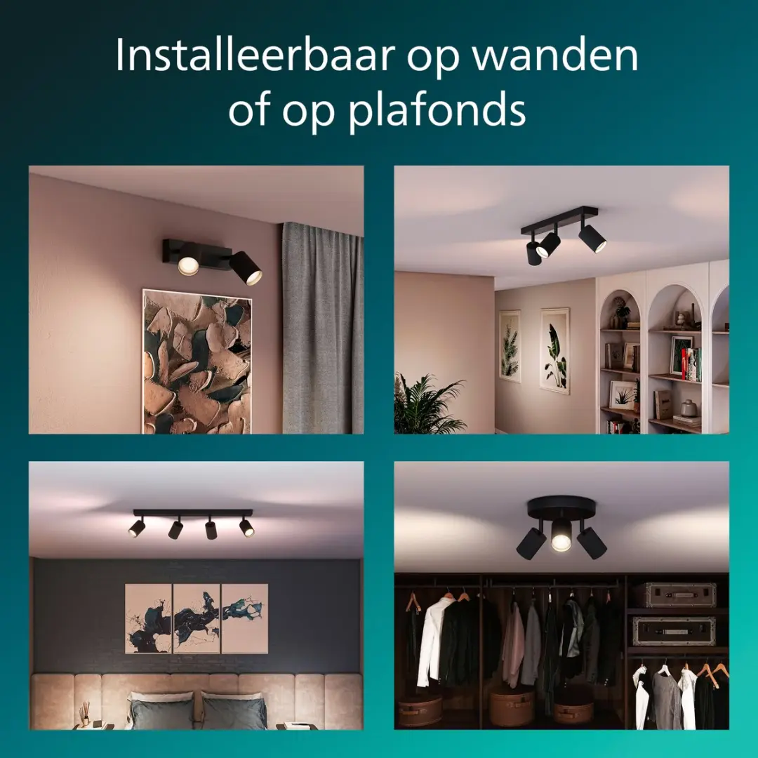 Philips Wyatt Opbouwspot GU10 - 5W - Zwart