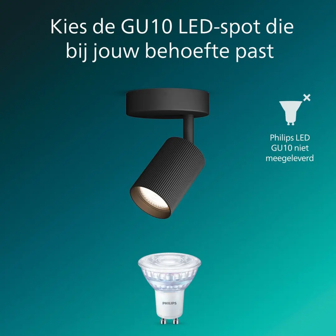 Philips Wyatt Opbouwspot GU10 - 5W - Zwart - afbeelding 6 van 6