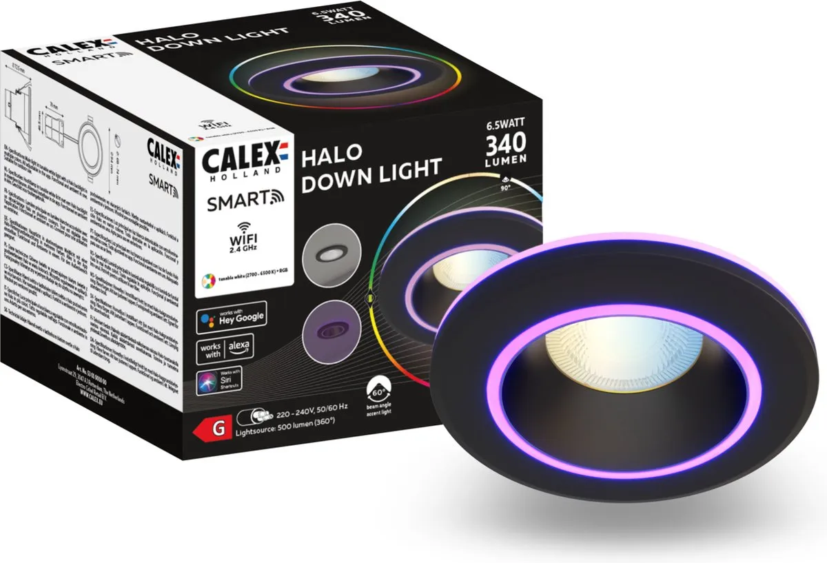 Calex Halo Slimme Inbouwspot RGBW Zwart