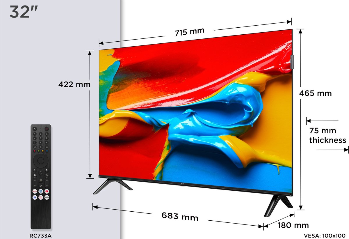TCL 32V4C - 32 inch - HD Ready QLED - 2025