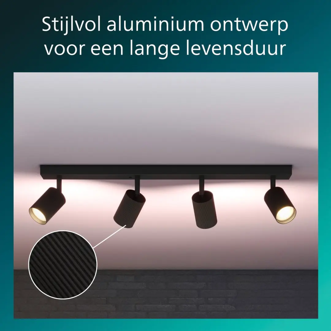 Philips Wyatt Opbouwspot GU10 4-delig - Zwart