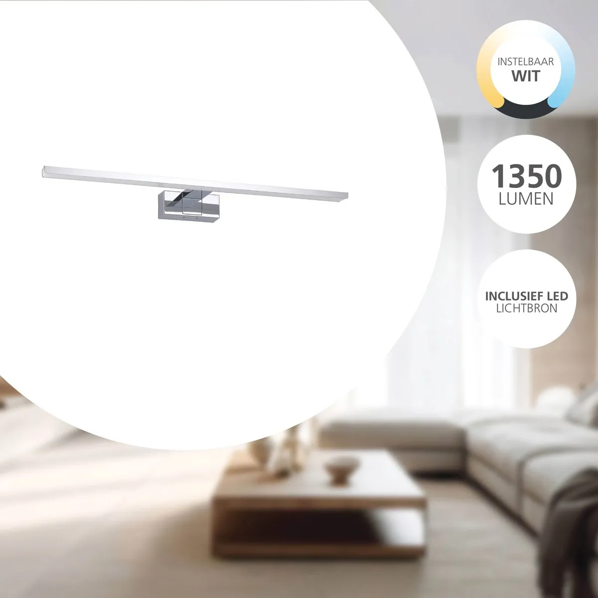 EGLO Conettilla Spiegellamp - Badkamer - LED - 60 cm - Chroom/Wit - Instelbaar wit licht