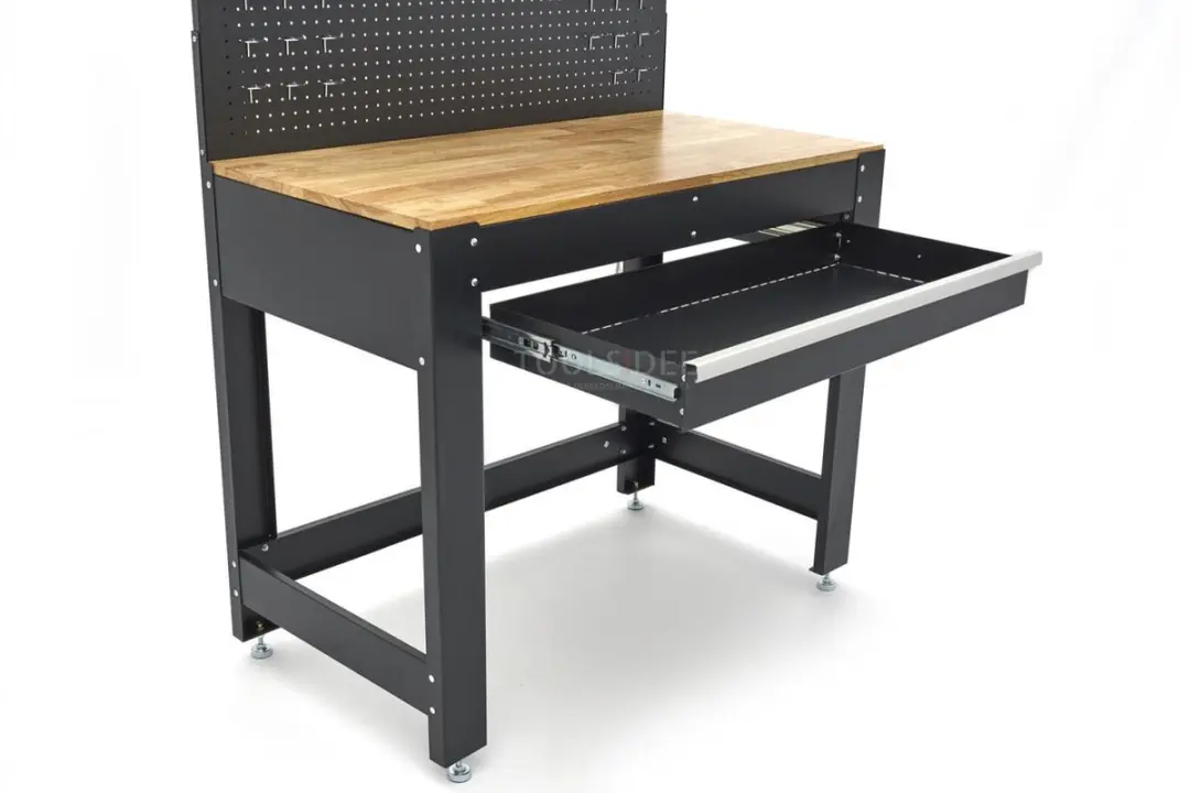 HBM Werkbank 115cm Houten Werkblad - Met LED Verlichting & Kast