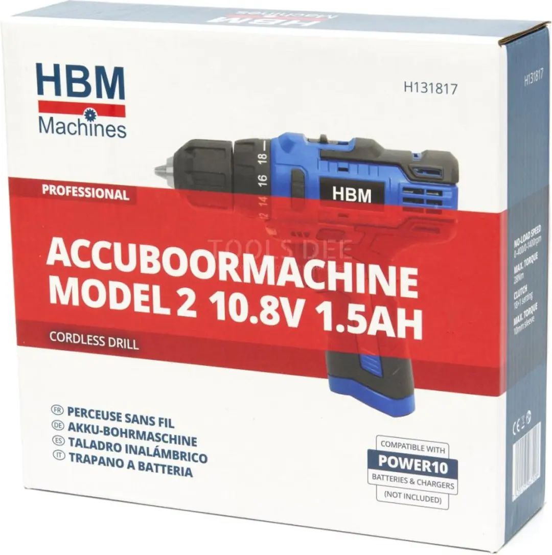 HBM Accu Boormachine 10,8V 28Nm - 10mm - Met verlichting