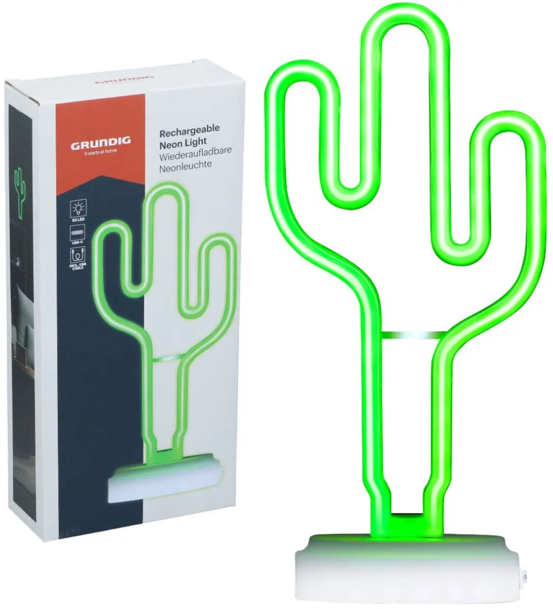 Grundig Neon Cactus Oplaadbare LED Tafellamp