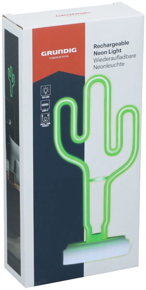 Grundig Neon Cactus Oplaadbare LED Tafellamp - Groen