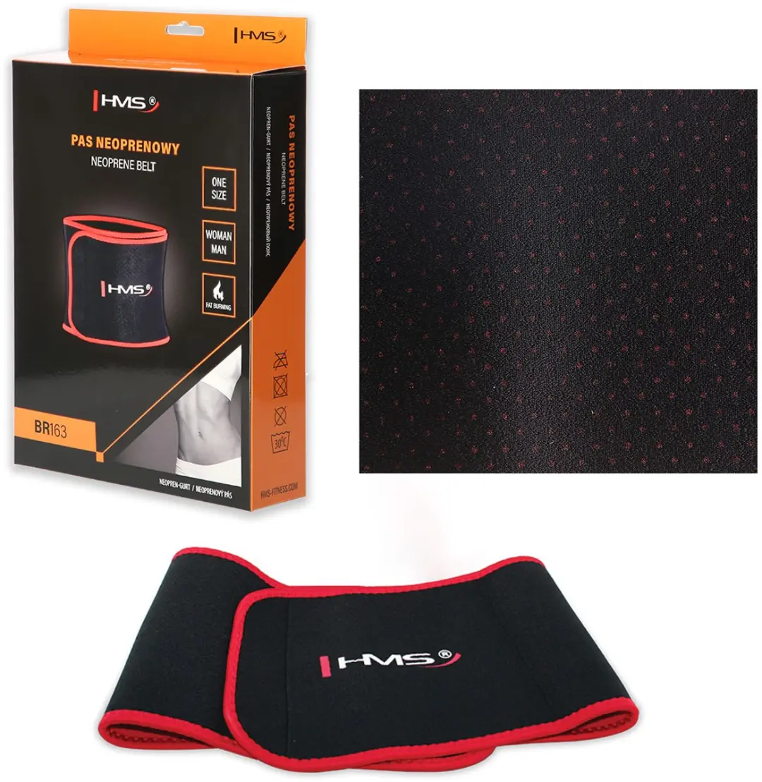 HMS Afslank Tailleband - Zwart/Rood