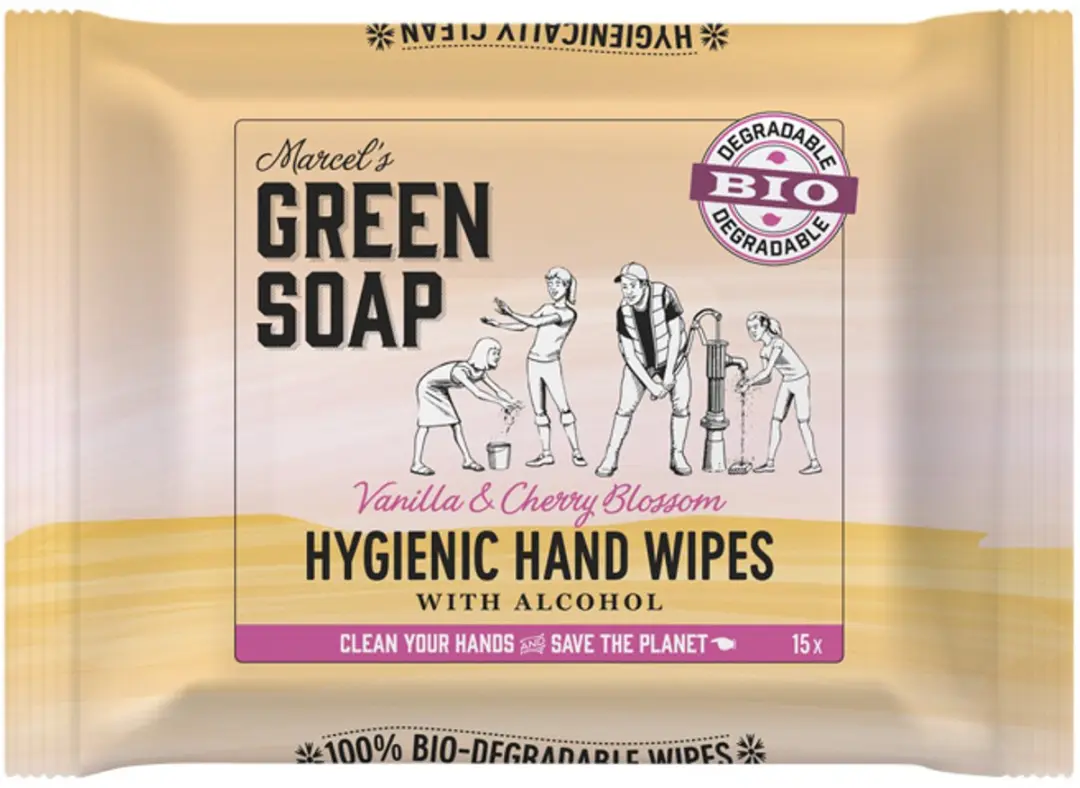 Marcel's Green Soap Hand Wipes Vanilla & Cherry Blossom - 15 Stuks