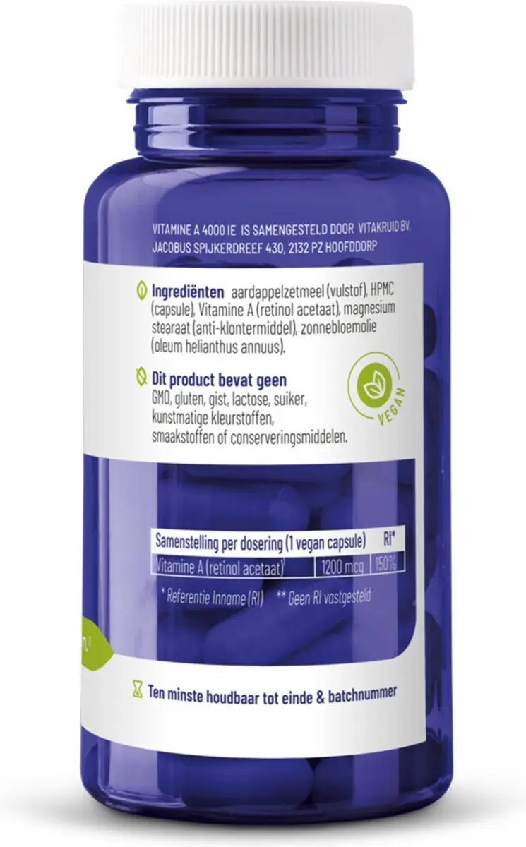 Vitakruid Vitamine A 4000 IE Vegan - 90 Capsules