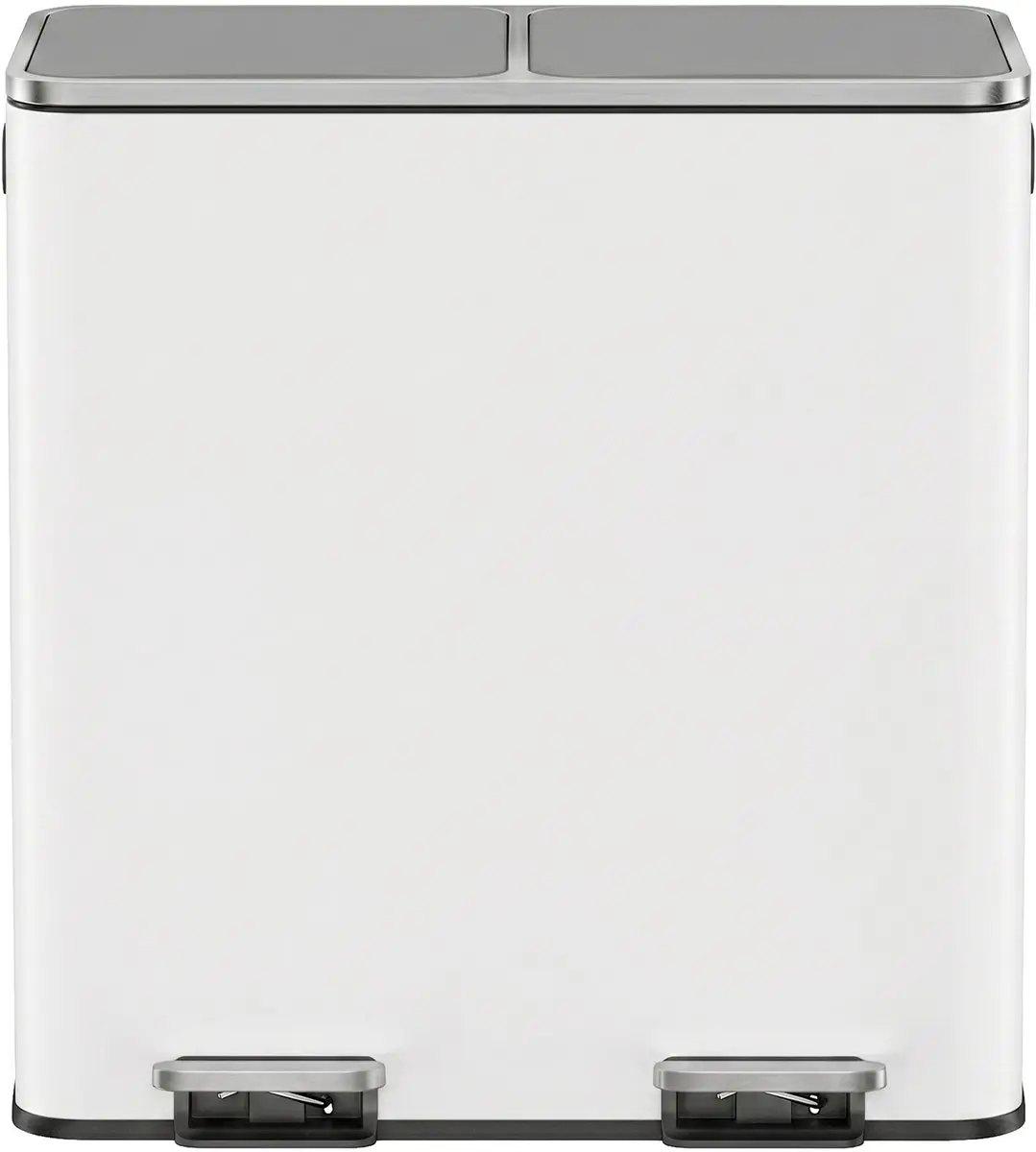 Songmics Pedaalemmer 80L - 2 Vakken - Soft-Close - Wit-Grijs