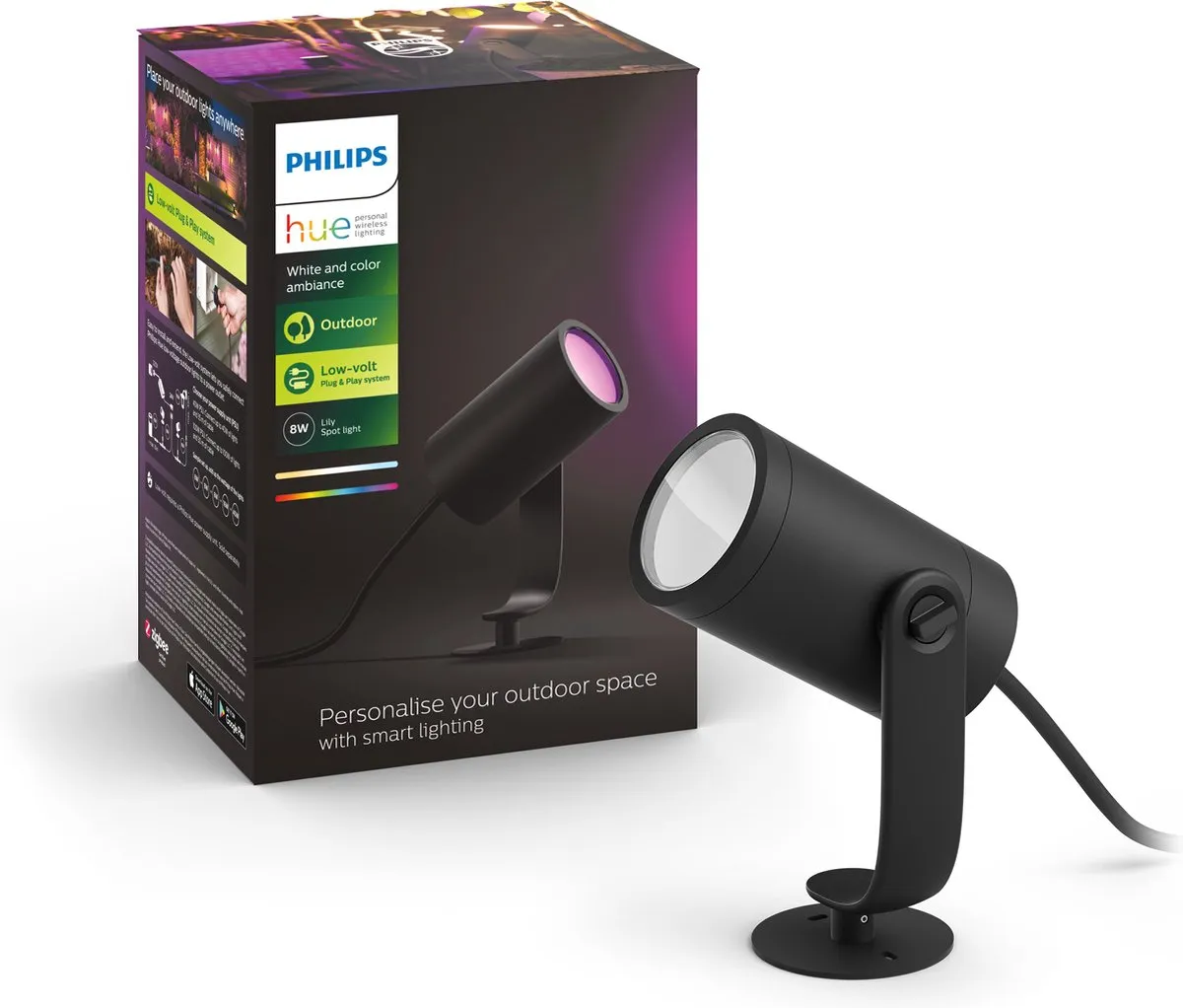 Philips Hue Lily Basisset 8 Tuinspots - Antraciet