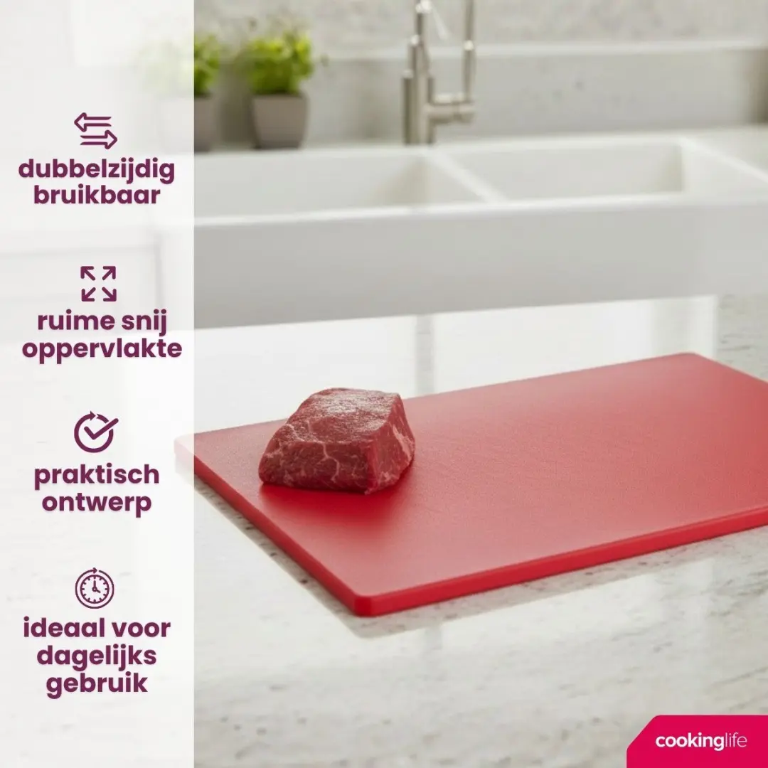 Cookinglife Snijplank HACCP Rood 40x30cm - Vlees