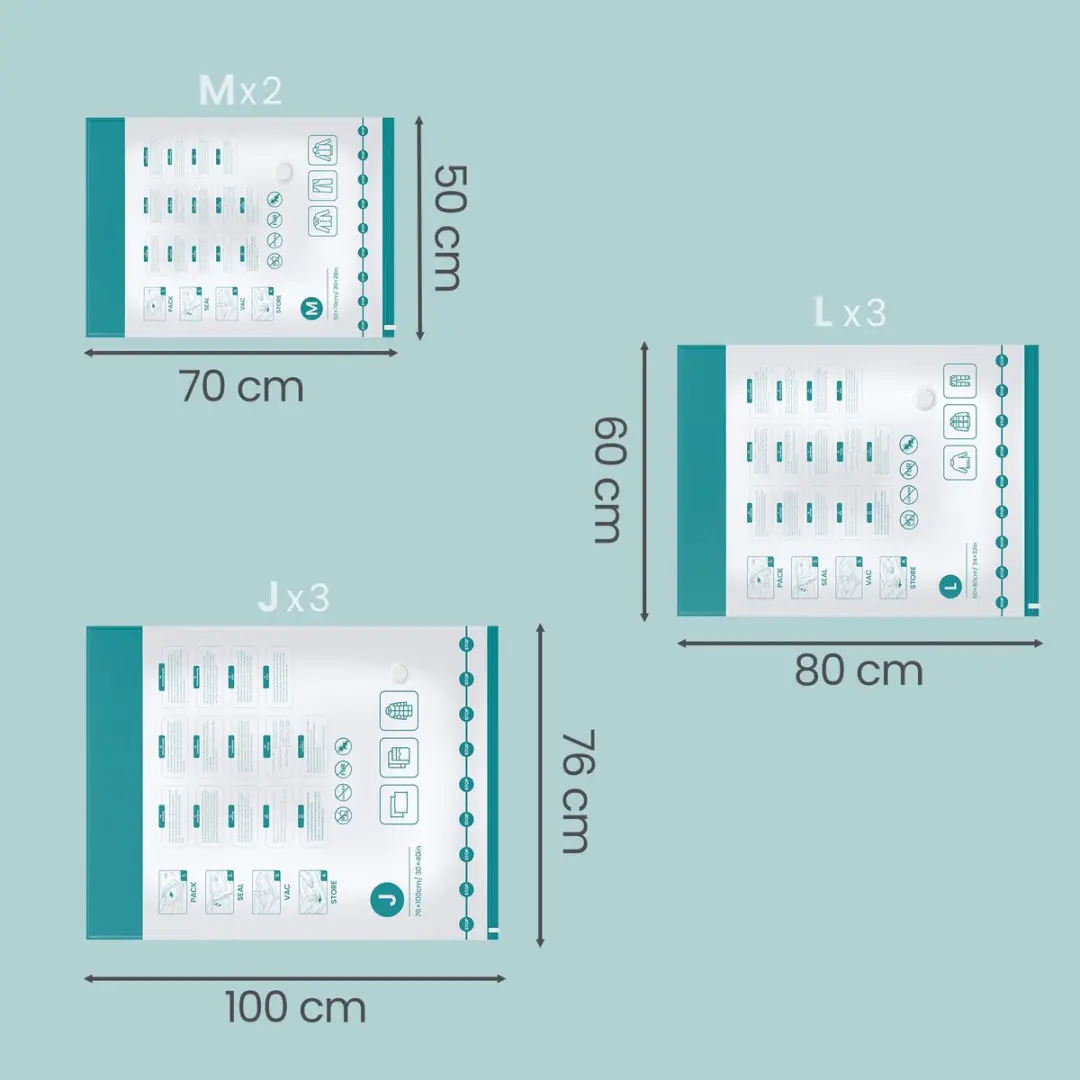 Songmics Vacuumzakken 8 Stuks - Herbruikbaar - Transparant