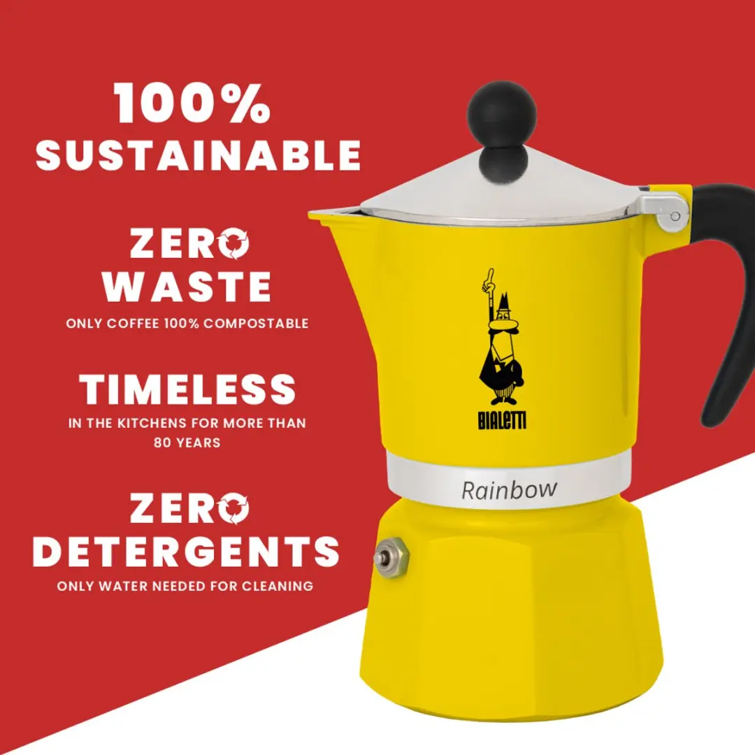 Bialetti Rainbow Percolator 300ml - Geel - 6 Koppen