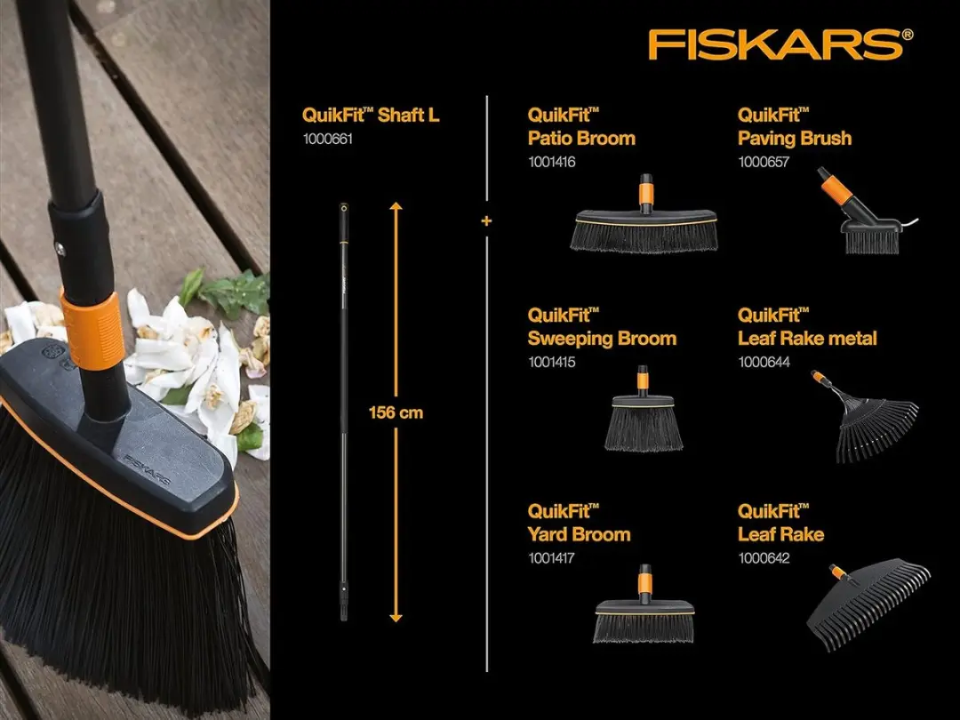 Fiskars Quikfit Bezemkop 1001415 - 260mm Zwart