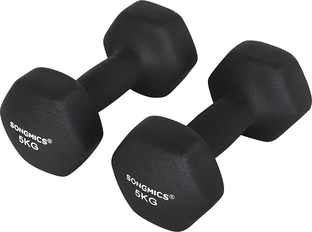 Songmics Zeshoekige Halters 2x - 0.10l - Neopreen Coating - Zwart