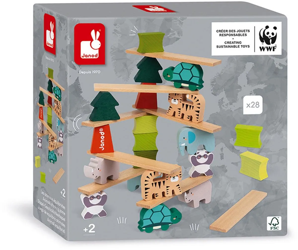 Janod WWF Stapelspel Bomen & Dieren 28-delig