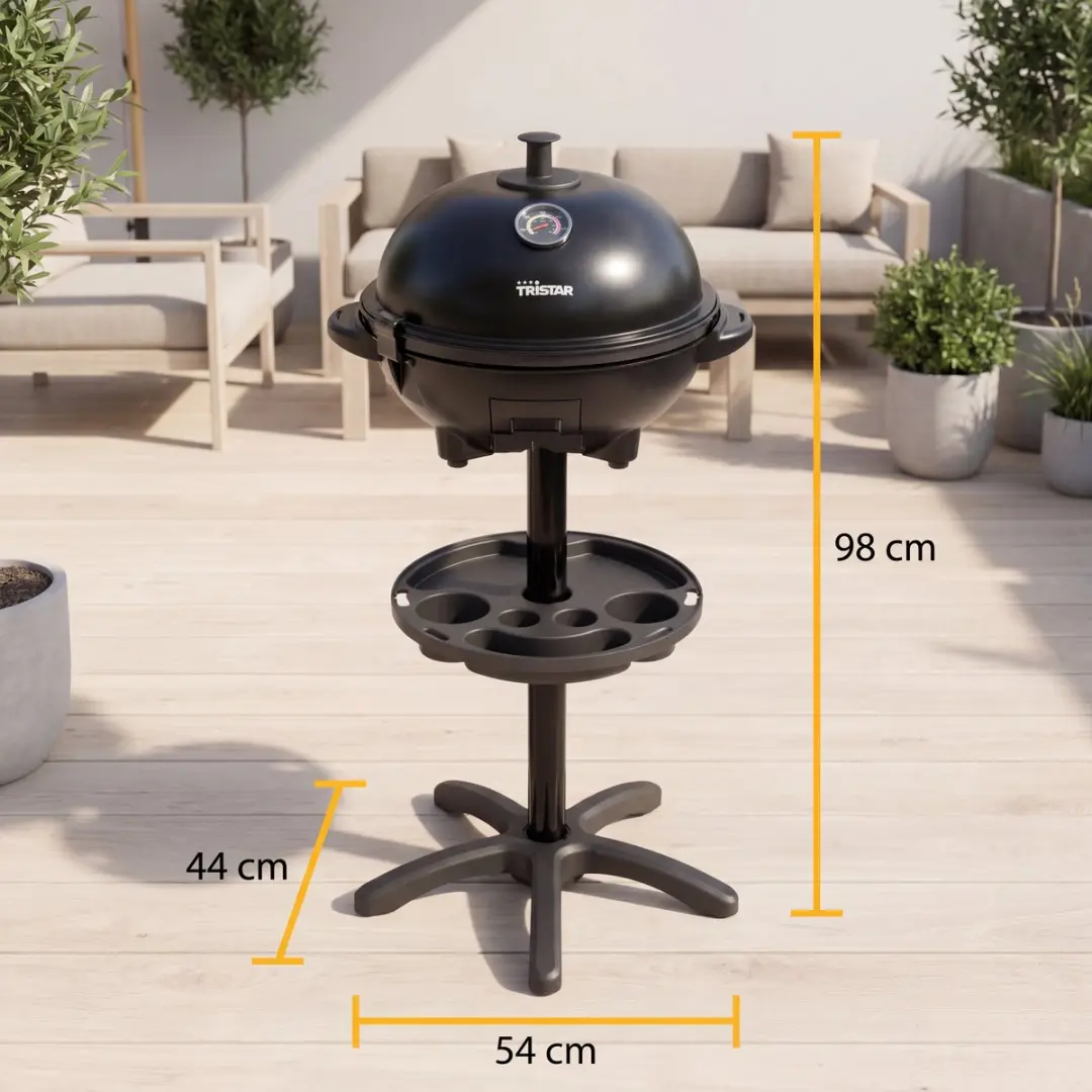 Tristar Elektrische BBQ BQ-2885 - 2200W - Ø41cm - Zwart