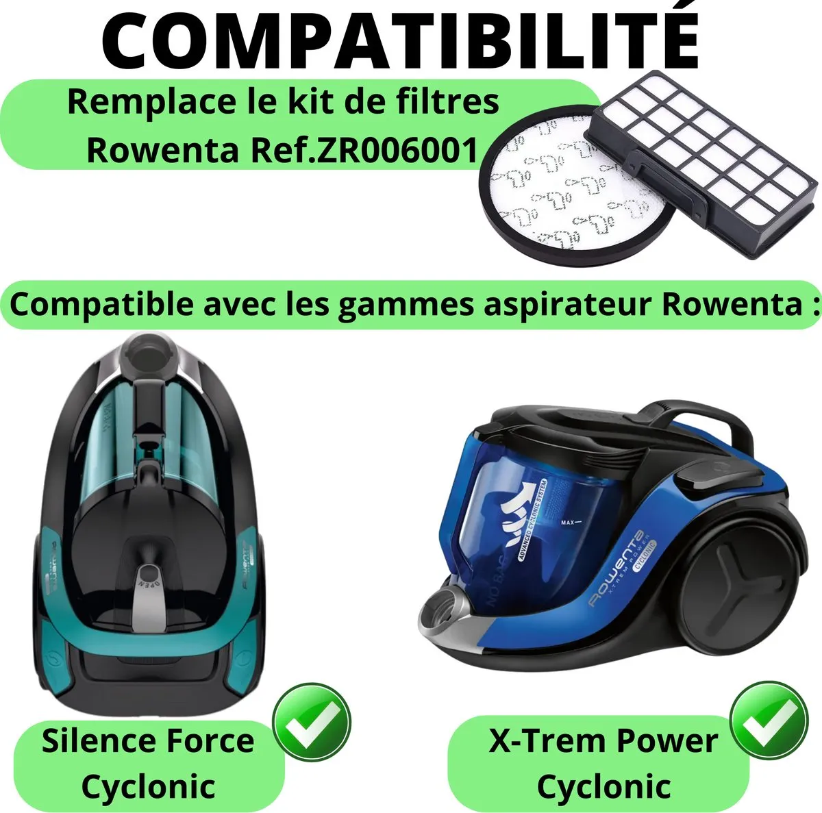 Rowenta ZR006001 Vervangingsfilter - 2 Stuks - Zwart