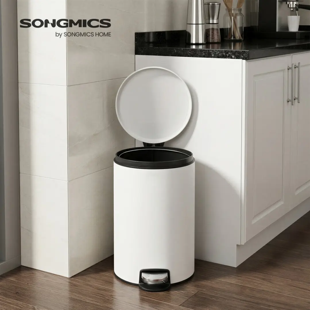 Songmics Pedaalemmer 20L - Wolkenwit - 15 Vuilniszakken