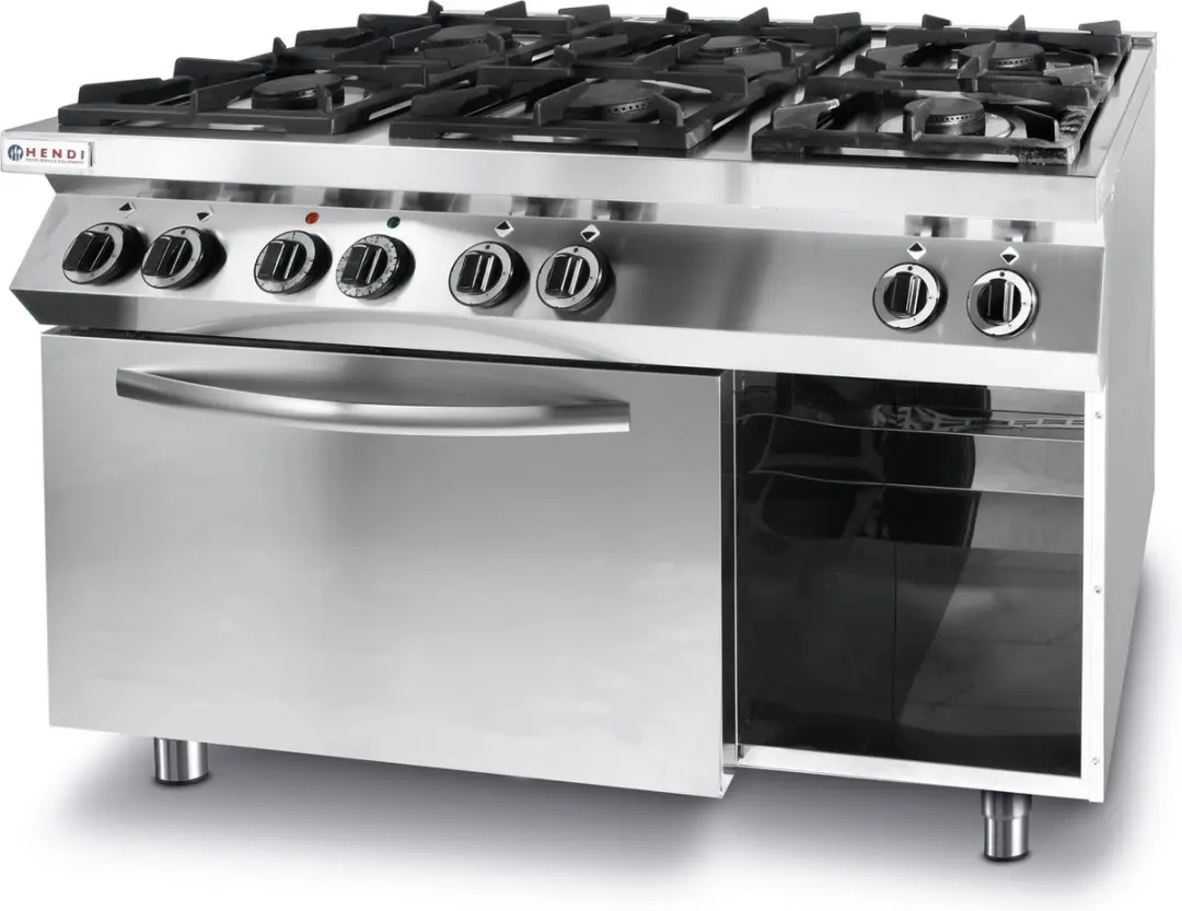 Hendi 6-pits Gasfornuis Kitchen Line 22589 - 28,5 kW - 1200x722x900mm